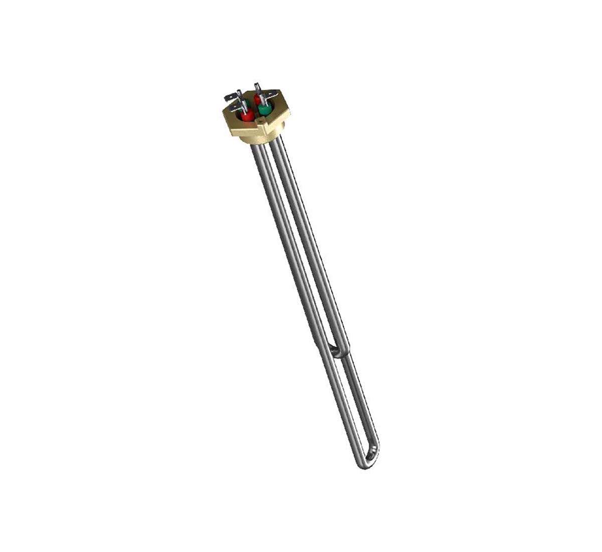A picture of a Backer immersion heater for liquid heating with element tubes in acidproof stainless steel