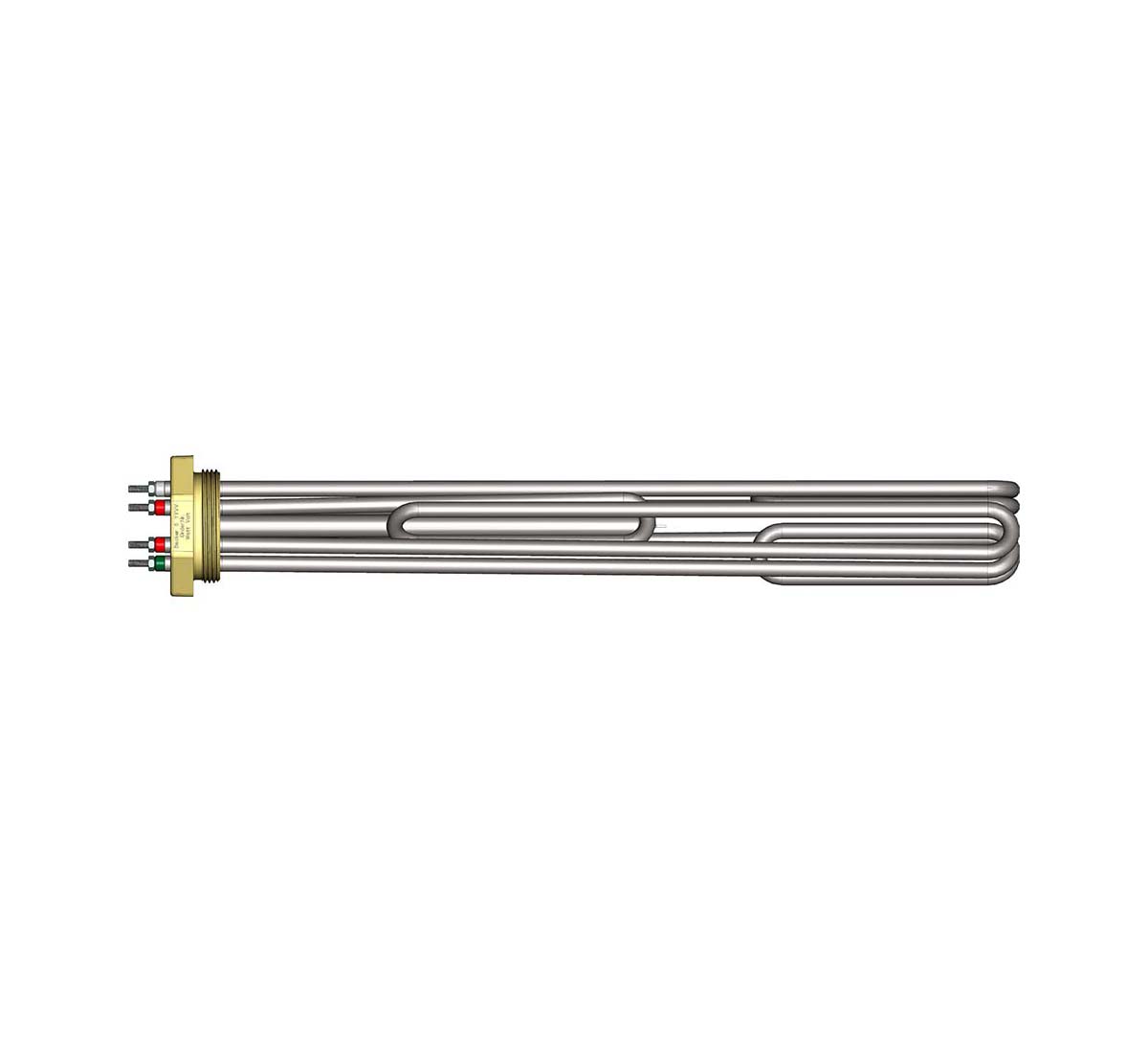 A picture of a Backer immersion heaters for hydraulic oil heating with element tubes in acidproof stainless steel