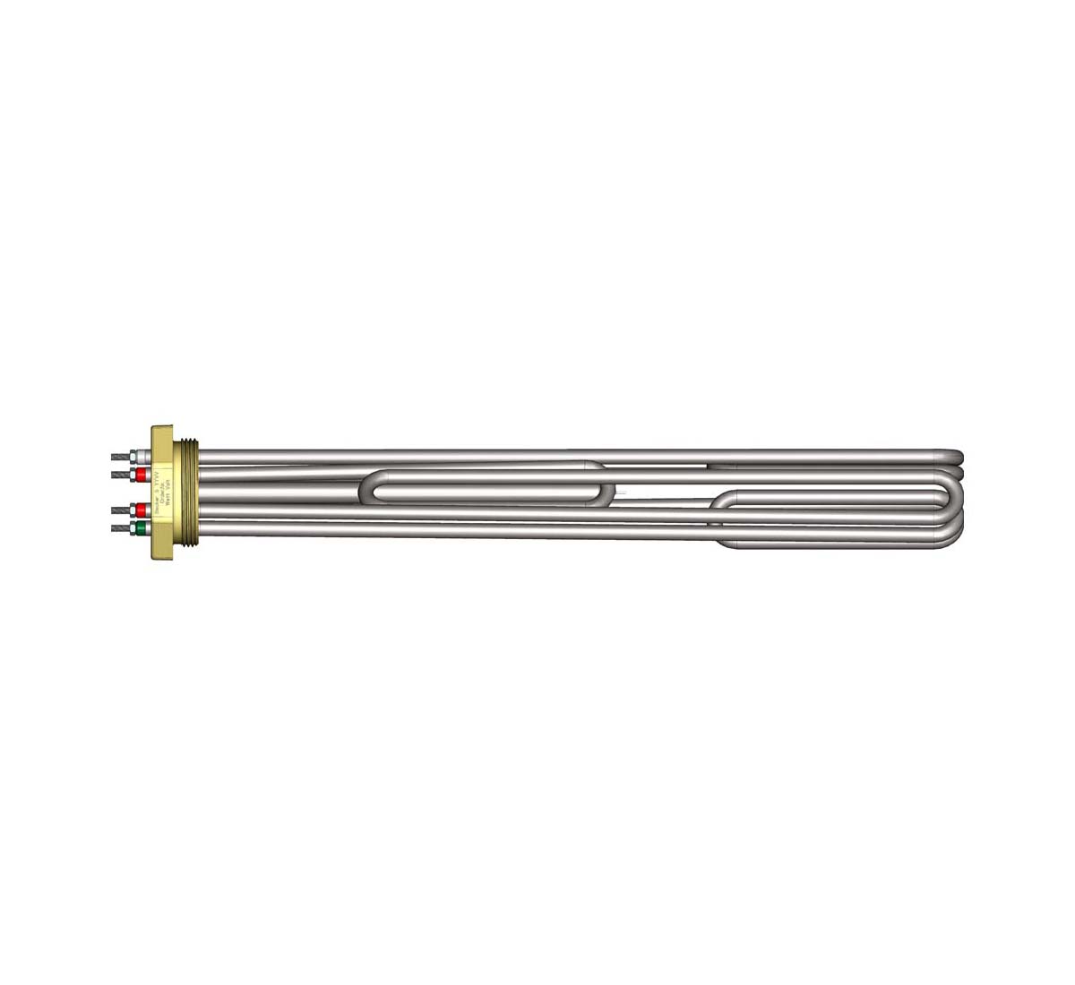 A picture of a Backer immersion heaters for oil heating with element tubes in acidproof stainless steel