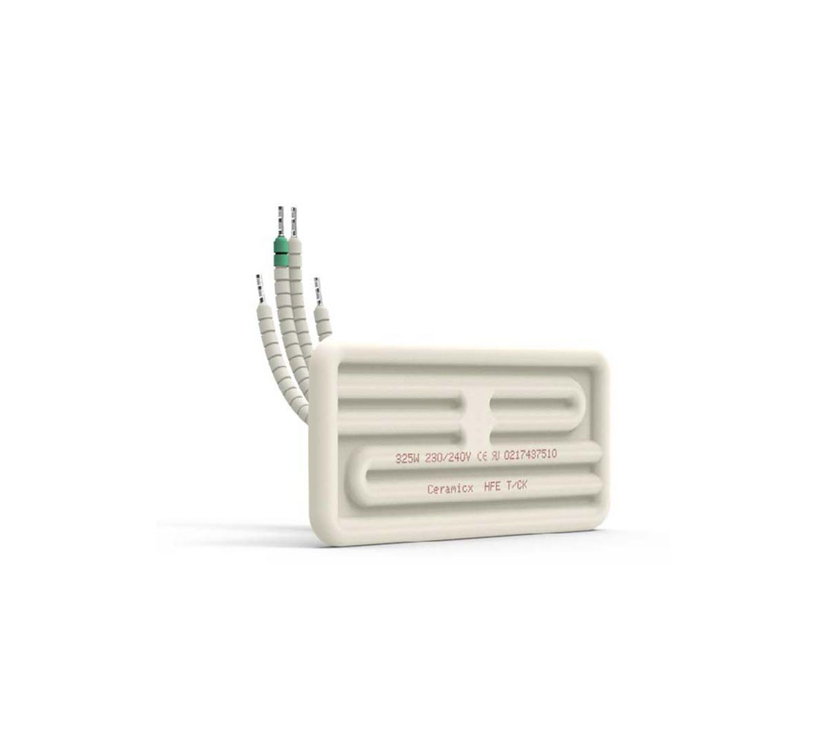 A picture of an Infrared elements in ceramic HFE-K half flat element with thermocouple