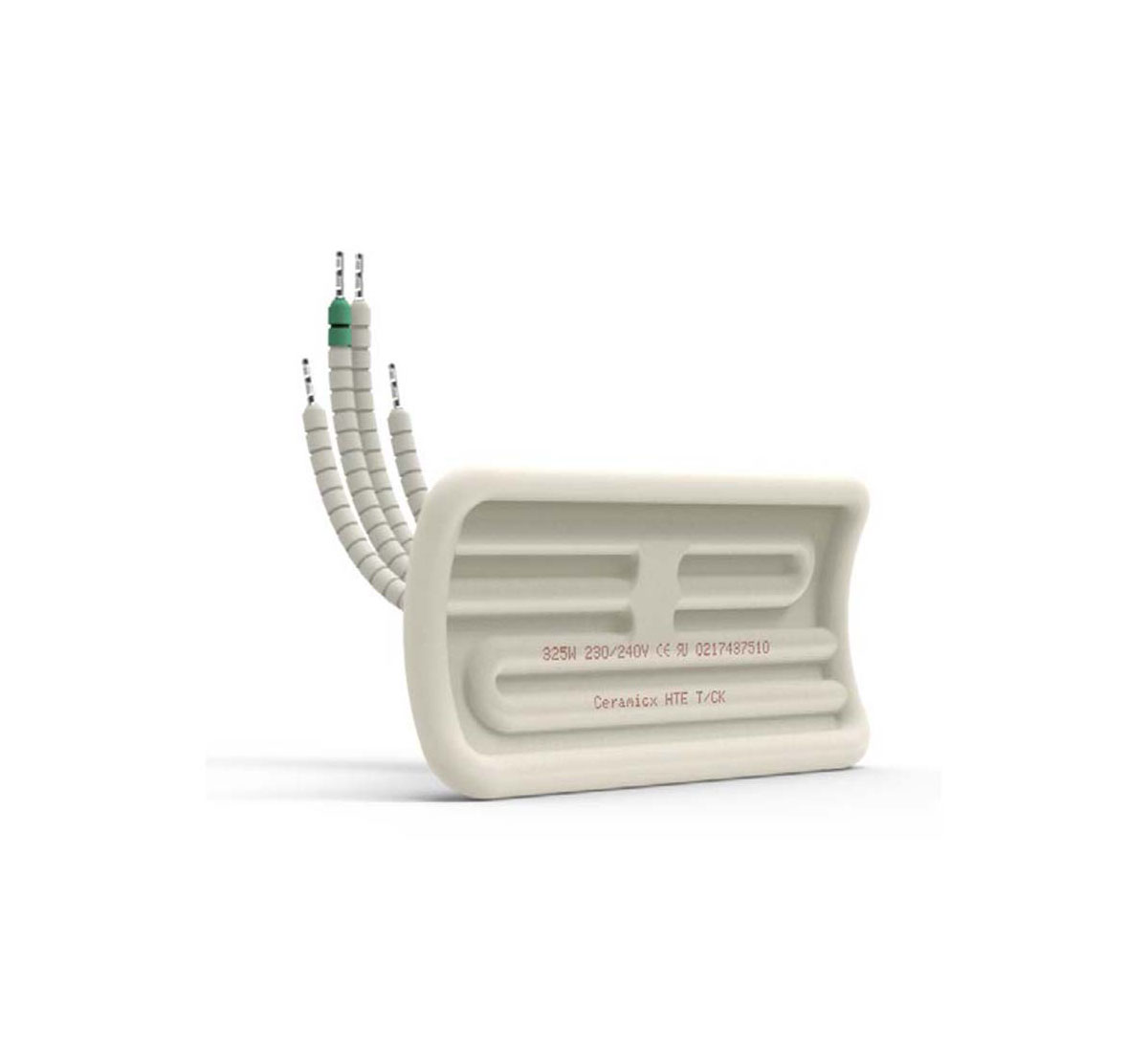 A picture of an Infrared elements in ceramic HTE-K half trough element with thermocouple