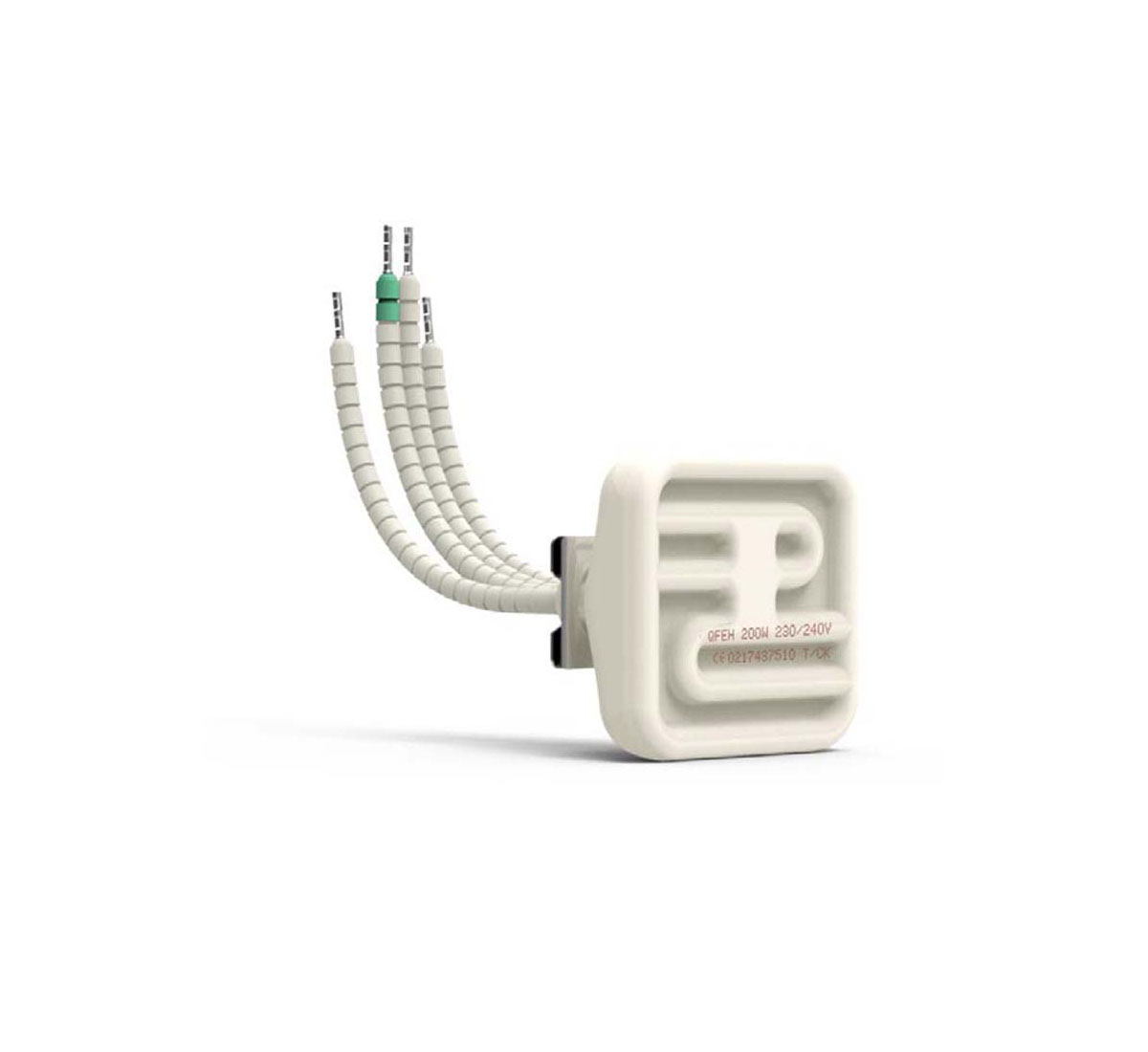 A picture of an Infrared elements in ceramic QFEH-K quarter flat element hollow with thermocouple